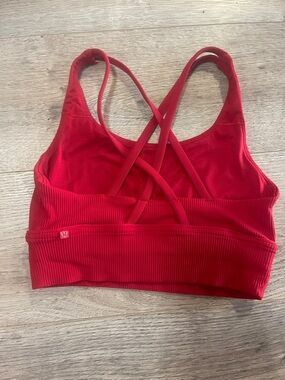 lululemon athletica Red Ribbed Cross-Strap Sports Bra